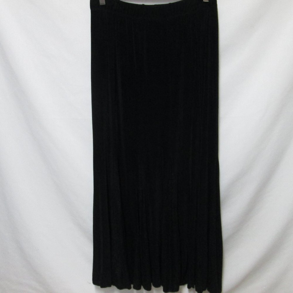Chico's Travelers knit long panel skirt black with silver flecks Size Sz 1  8 10